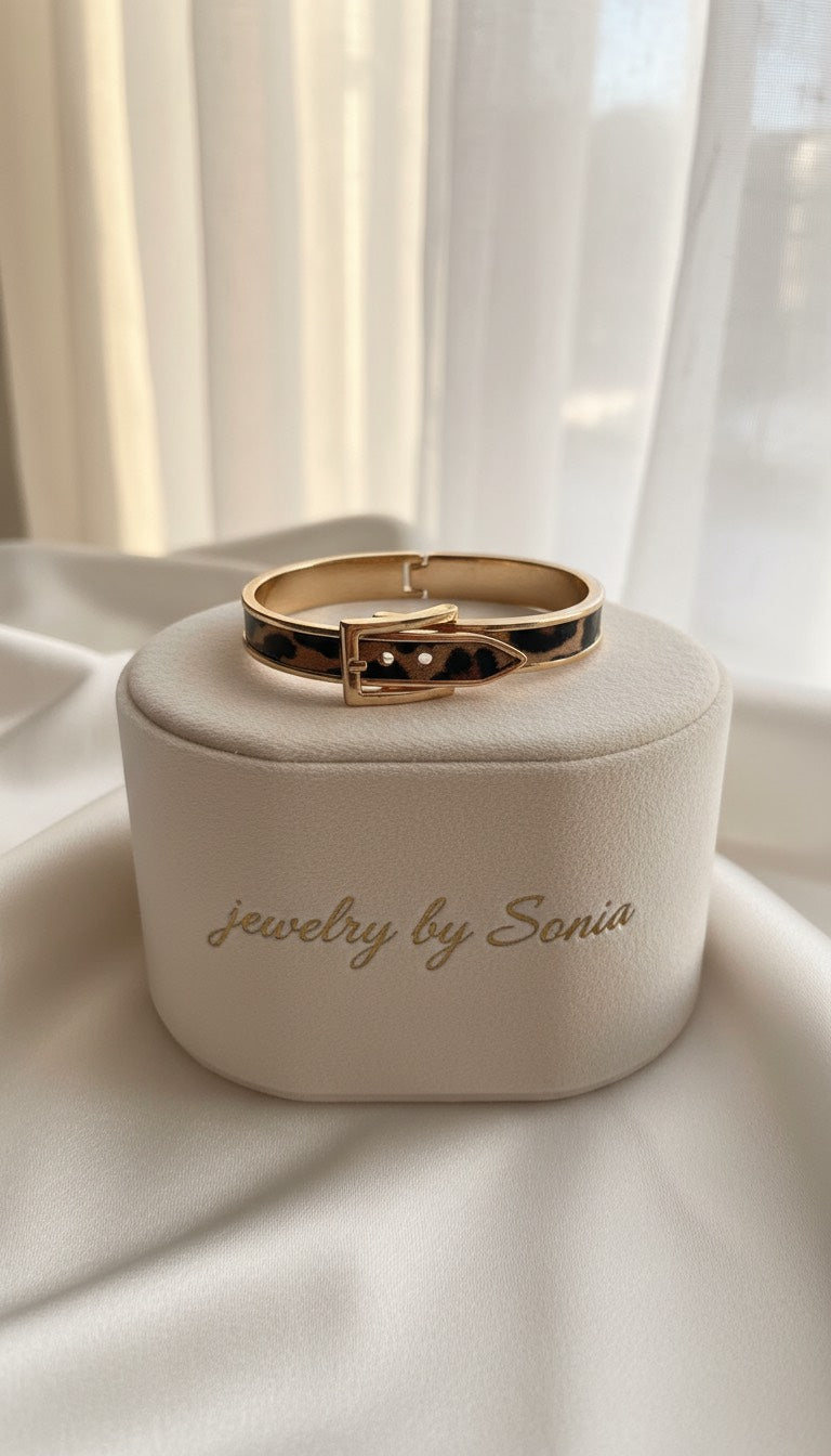 Bracelet ceinture léopard boucle doré