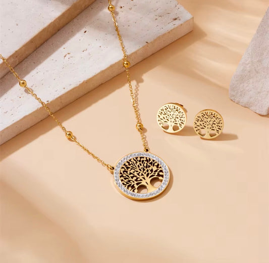 Parure Collier et Boucles d'Oreilles Arbre de Vie