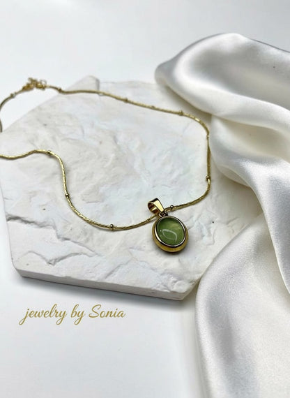 Collier “Ovale Aqua”  Acier inoxydable