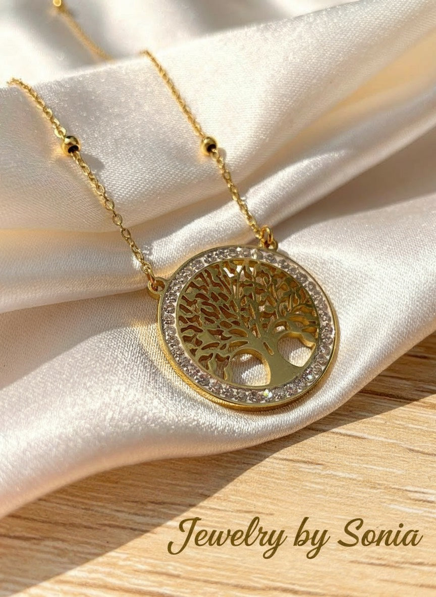 Parure Collier et Boucles d'Oreilles Arbre de Vie