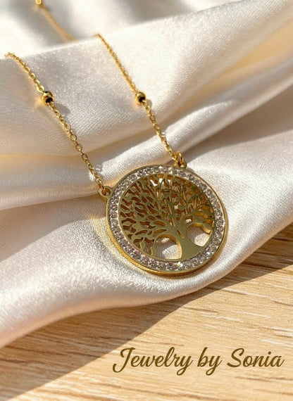 Parure Collier et Boucles d'Oreilles Arbre de Vie