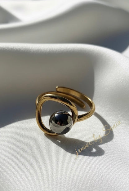 Élégance Minimaliste – Bague Acier Inoxydable Boule Argent