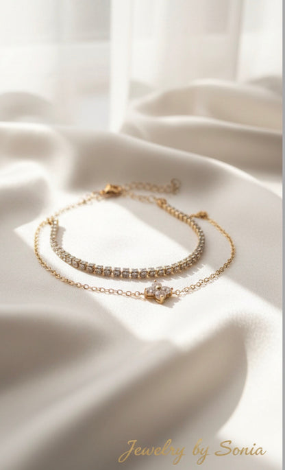 Lot bracelets tennis strass argentés