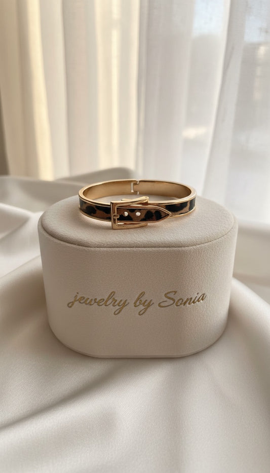 Bracelet ceinture léopard boucle doré