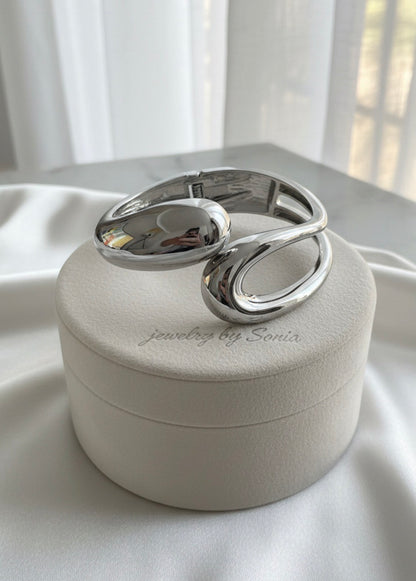 Bracelet bangle large bombé argenté/doré