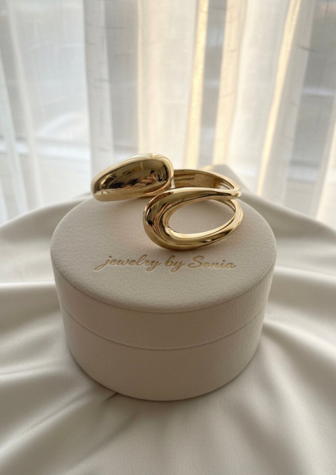 Bracelet bangle large bombé argenté/doré