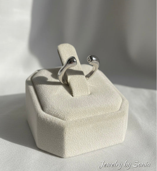 Bague Ouverte Sculpturale Argentée